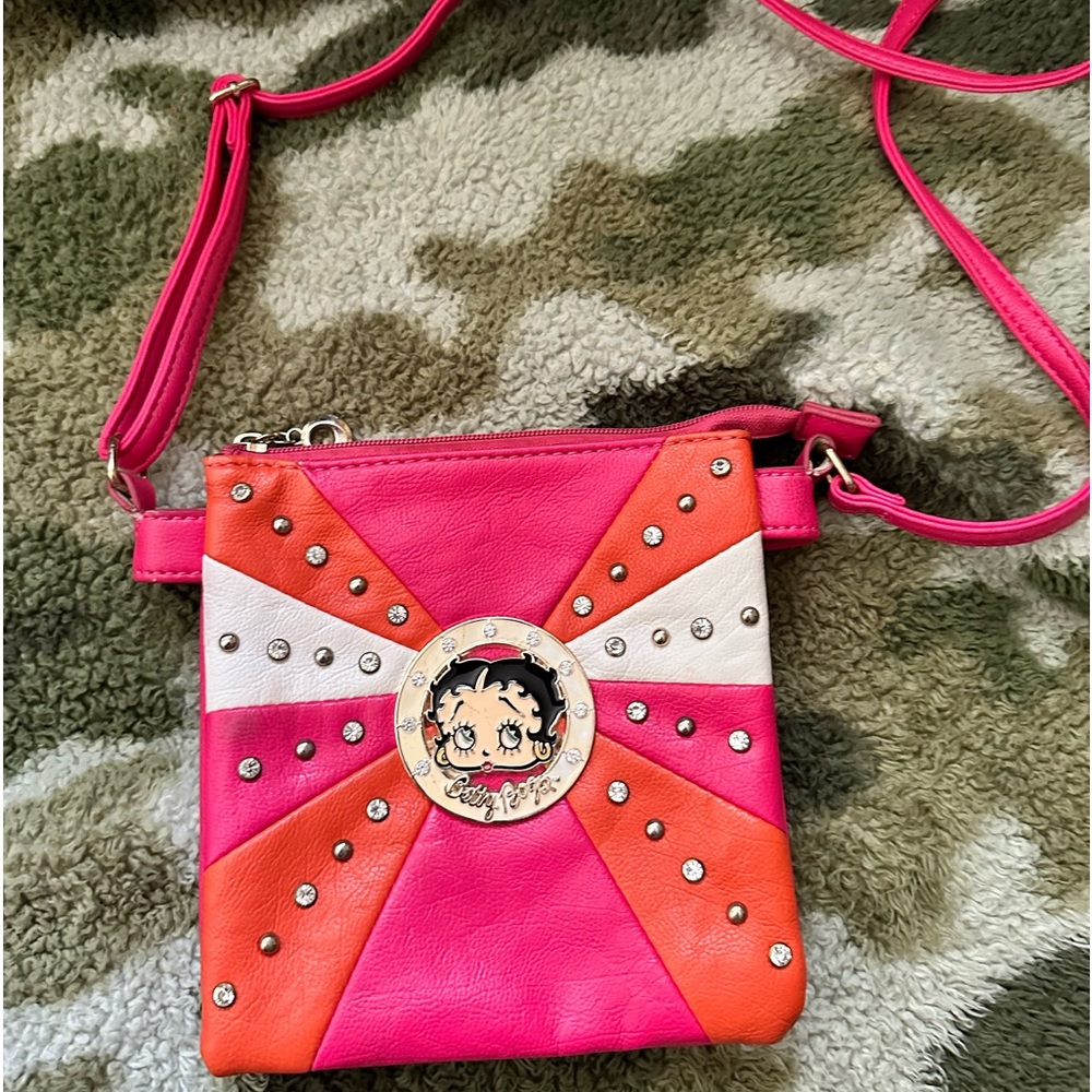 Vintage Rhinestone Studded Betty Boop Adjustable Crossbody